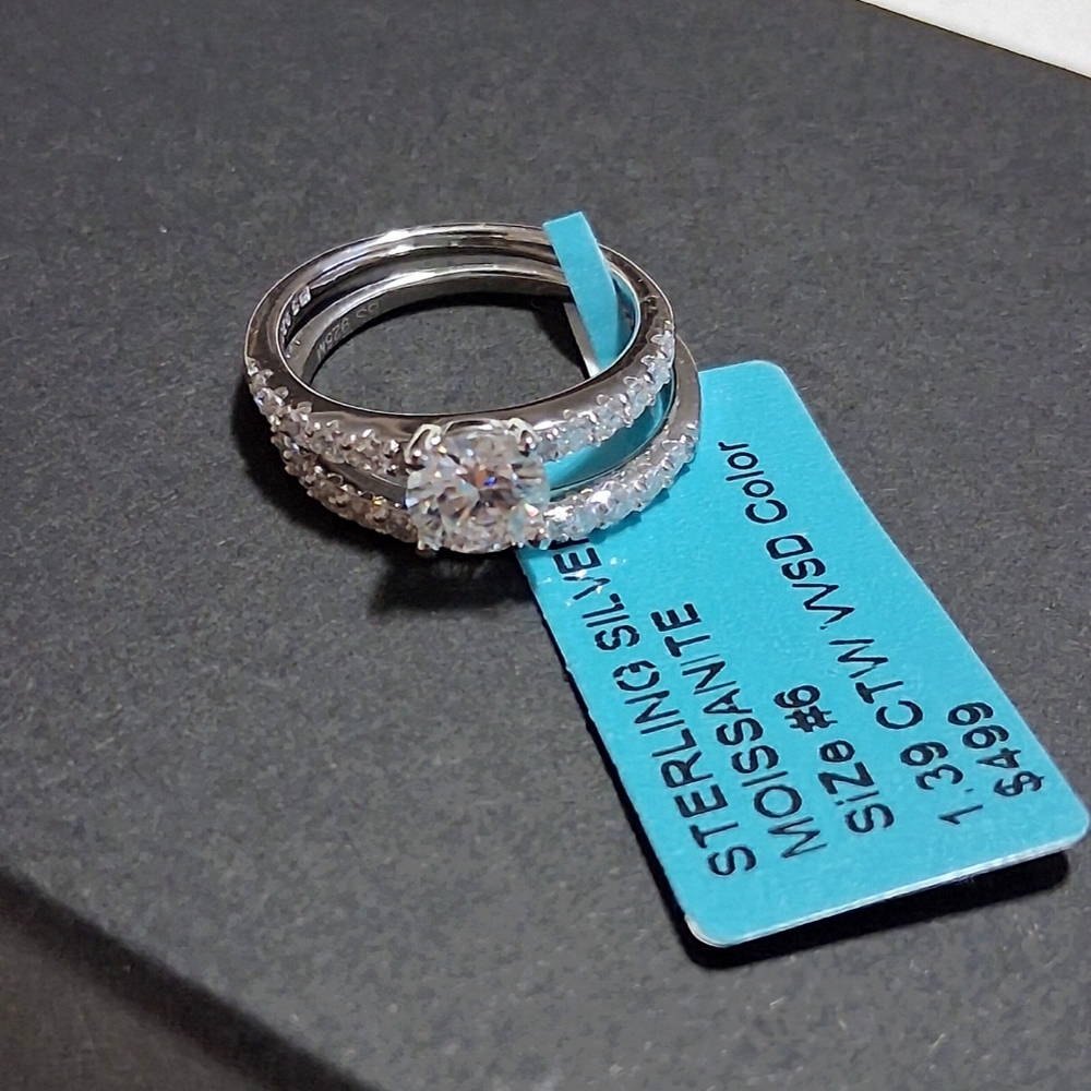 Moissanite/925 1.39 CTW Size 6 Wedding Set.
